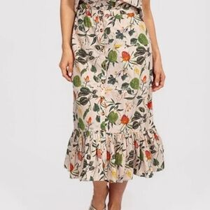 Olivia James The Label Floral Print Ruffle Hem Skirt